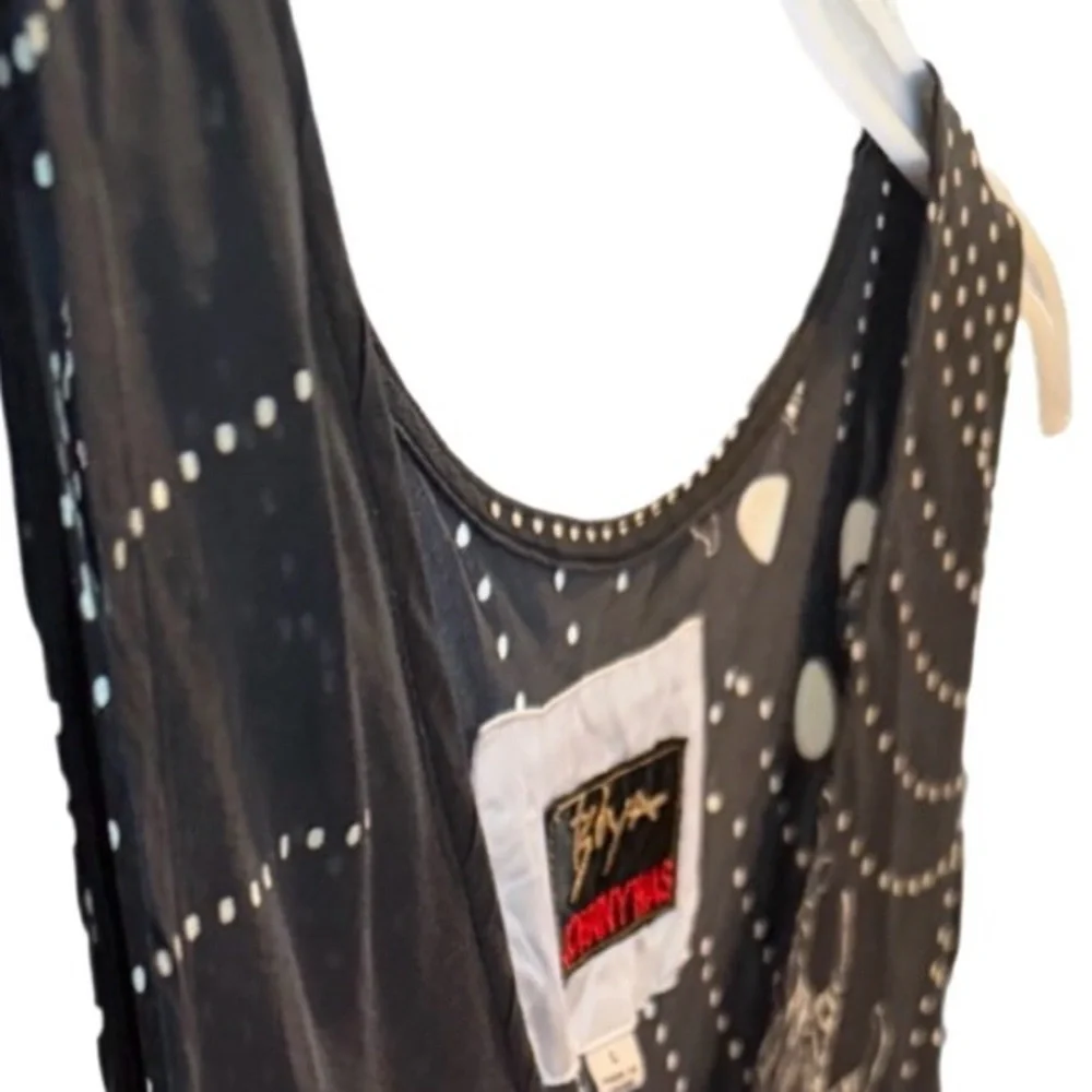 Johnny Was BIYA Black Silk Rea Dress with tiger graphics - sleeveless on Sale!! - Picture 5 of 13
